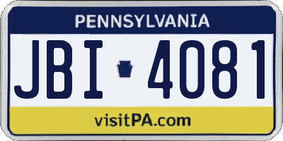 PA license plate JBI4081