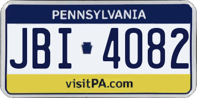 PA license plate JBI4082