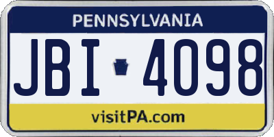 PA license plate JBI4098