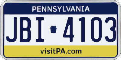 PA license plate JBI4103