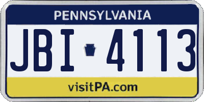 PA license plate JBI4113