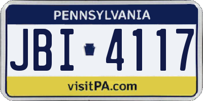 PA license plate JBI4117