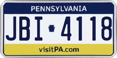 PA license plate JBI4118