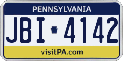 PA license plate JBI4142