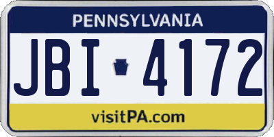 PA license plate JBI4172