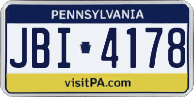 PA license plate JBI4178