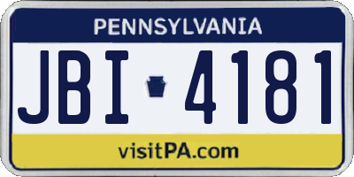 PA license plate JBI4181