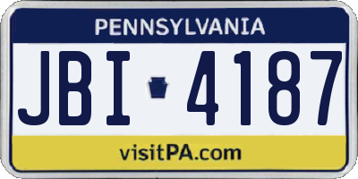 PA license plate JBI4187