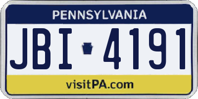 PA license plate JBI4191