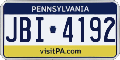 PA license plate JBI4192