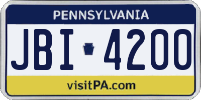 PA license plate JBI4200