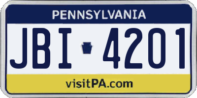 PA license plate JBI4201