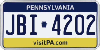 PA license plate JBI4202