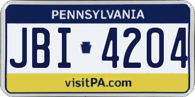 PA license plate JBI4204