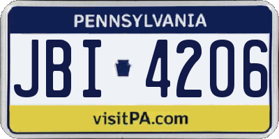 PA license plate JBI4206