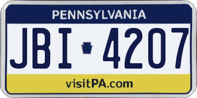 PA license plate JBI4207