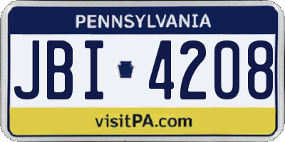 PA license plate JBI4208