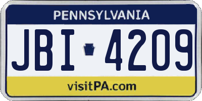 PA license plate JBI4209