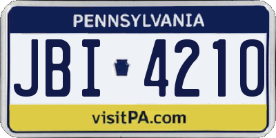 PA license plate JBI4210