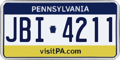 PA license plate JBI4211