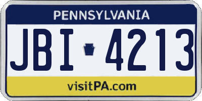 PA license plate JBI4213