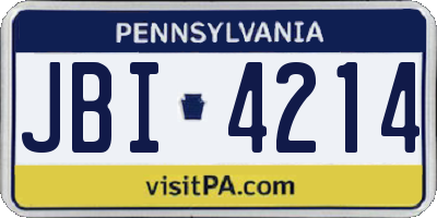 PA license plate JBI4214