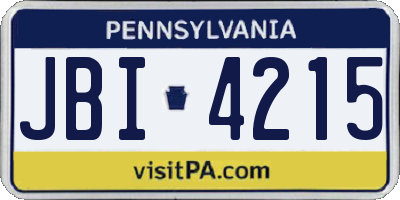 PA license plate JBI4215