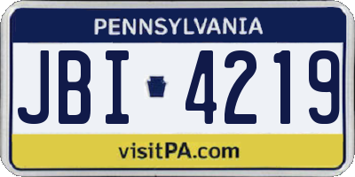 PA license plate JBI4219