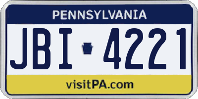 PA license plate JBI4221