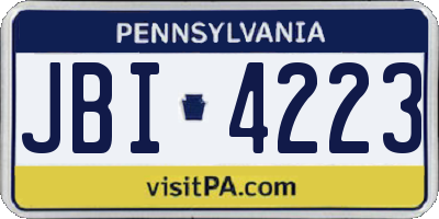 PA license plate JBI4223