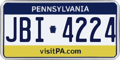 PA license plate JBI4224