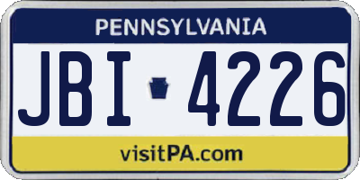 PA license plate JBI4226