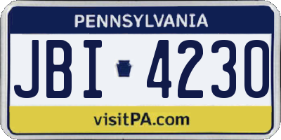 PA license plate JBI4230