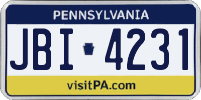 PA license plate JBI4231