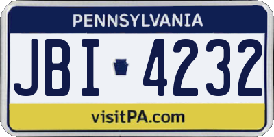 PA license plate JBI4232