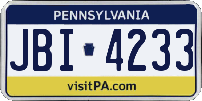 PA license plate JBI4233