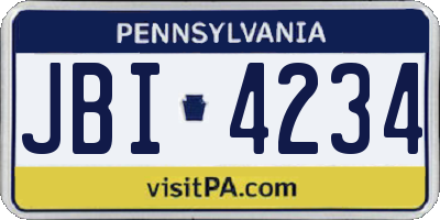 PA license plate JBI4234