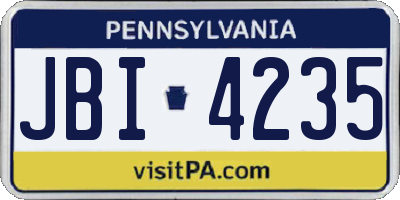 PA license plate JBI4235