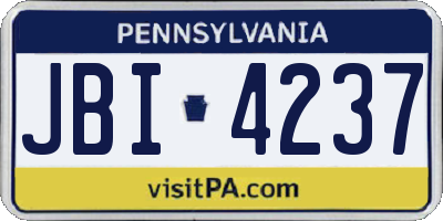 PA license plate JBI4237