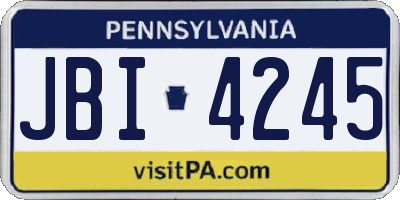 PA license plate JBI4245