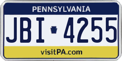 PA license plate JBI4255