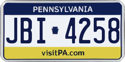 PA license plate JBI4258