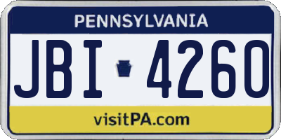 PA license plate JBI4260