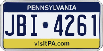 PA license plate JBI4261