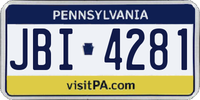 PA license plate JBI4281