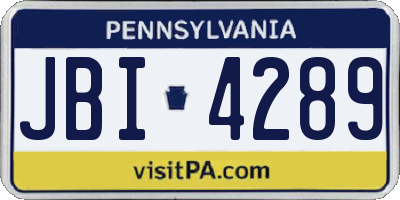 PA license plate JBI4289