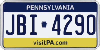 PA license plate JBI4290