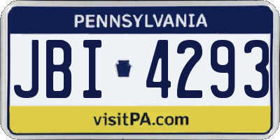 PA license plate JBI4293