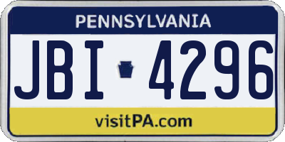 PA license plate JBI4296