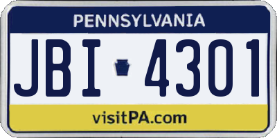 PA license plate JBI4301